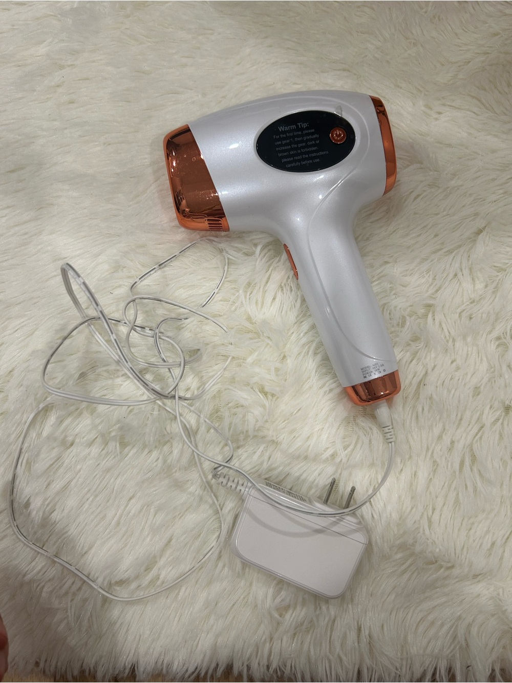 White and Rose Gold Handheld Hair Dryer